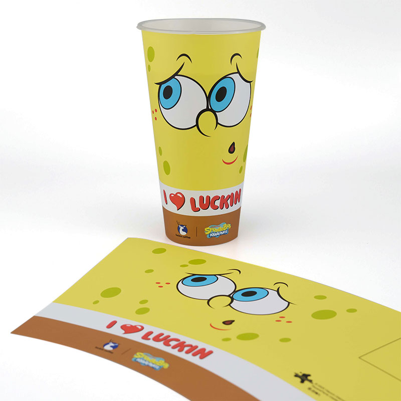 Kubek na napoje z pełnym nadrukiem PP formowany wtryskowo